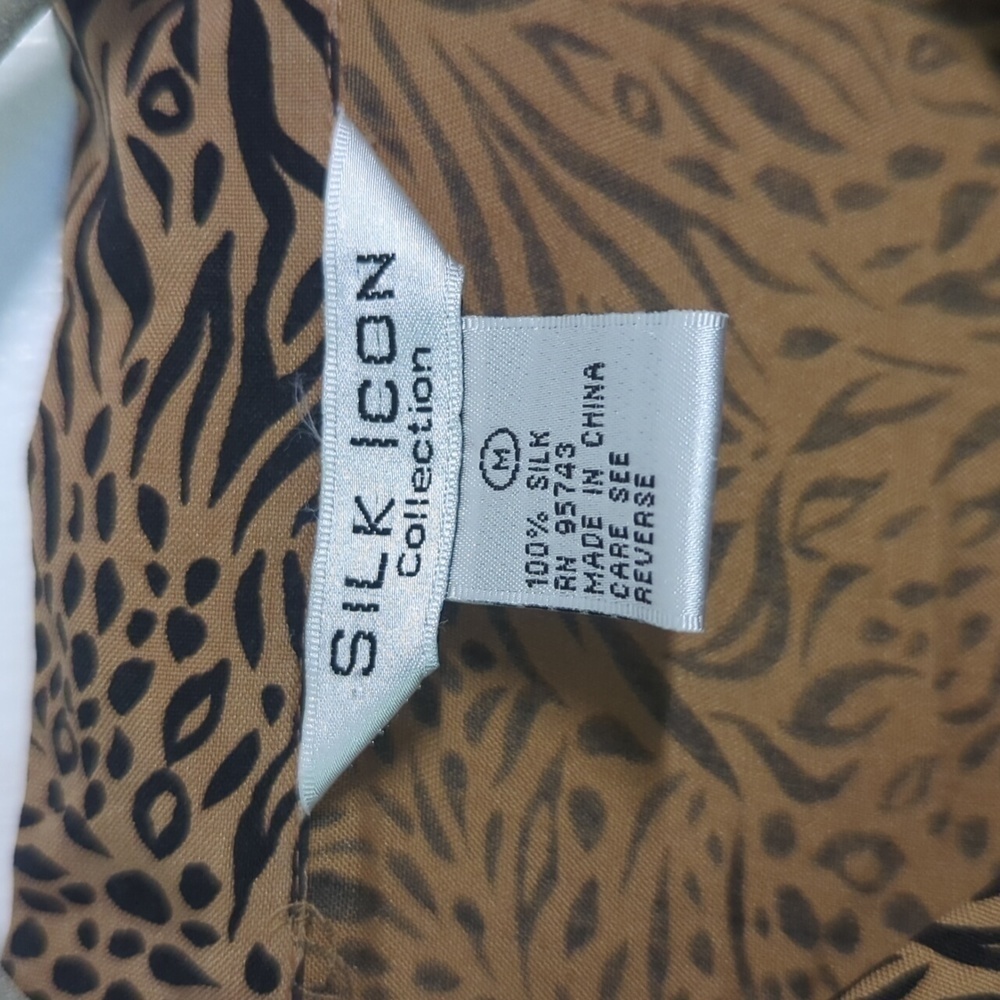 EUC Vintage 100% Silk Leopard Tiger Print Button Down 90s Y2K Elegance! Sz M - Picture 3 of 6